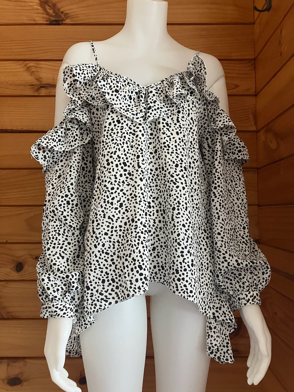 Augustine - Black & White Print Top - Size: M