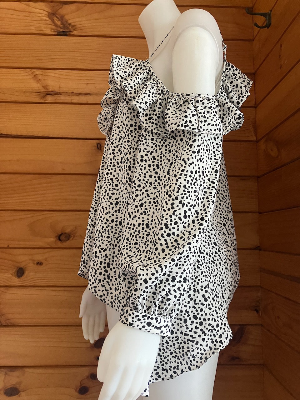 Augustine - Black & White Print Top - Size: M